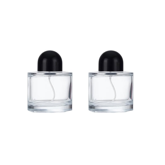 YORROR 2 Pcs Round Clear Glass Perfume Atomizer,100ml Empty Refillable Perfume Spray Bottle for Men and Women,Portable Fragrance Fine Mist Spray Bottle Dispenser for Travel