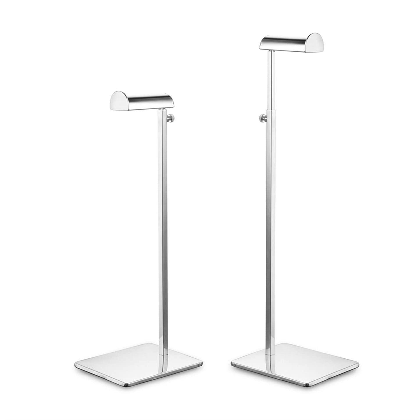 Elitnus Chrome Purse Display Stands - Set of 2 Adjustable Height Purse Display Stand - Metal Polished Silver Handbag Display Stand Set - Single Hanging Hook Bag Stand for Boutique Store