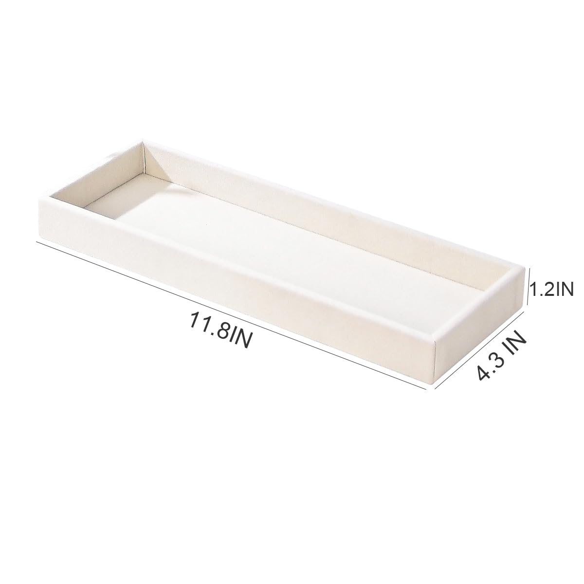 Divided Drawer Organizer Tray, Velvet Jewelry Storage Tray, Necklace Bracelet Ring Earring Display Tray,Bedside Nightstand Desk Holder Tray for Phone Watch Sunglasses Cosmetics Storage/Beige/1grid