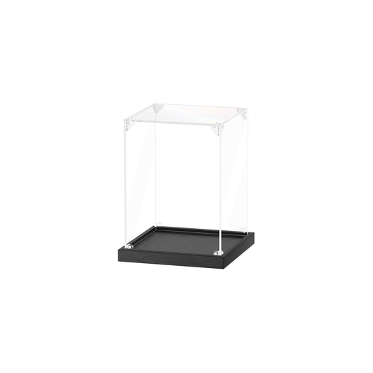 JUJOMAT Acrylic Display Case for Collectibles Clear Acrylic Display Box for Lego Action Figures Doll Hobby, Dustproof Stackable Storage Case, Assembly Required, Black Base (6 x 6 x 8 inches)