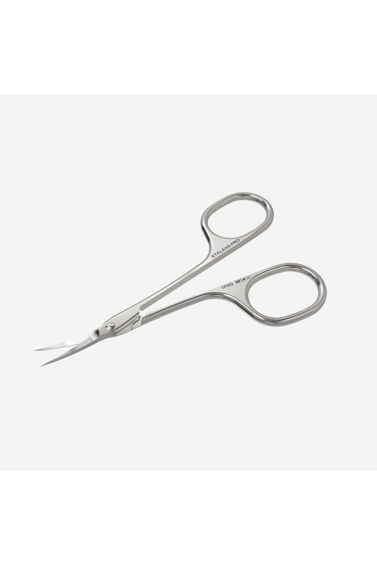 Staleks Asymmetric UNIQ 30 Type 4 Cuticle Scissors – Asymmetric Rings with Right-Lowered Handle
