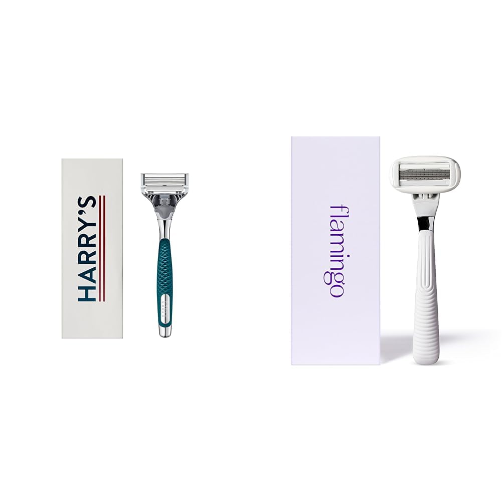 Harry's & Flamingo Razor Bundle, His and Her Shaving Razor with Chrome Handle
