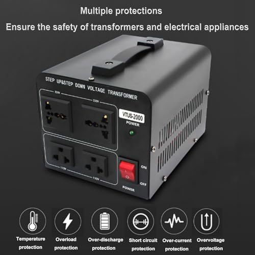 1800W Voltage Converter Transformer - Step-Up/Step-Down 110V/220V Power Adapter for Travel & Home Use - Universal Voltage Converter for Electronics, Appliances & Devices