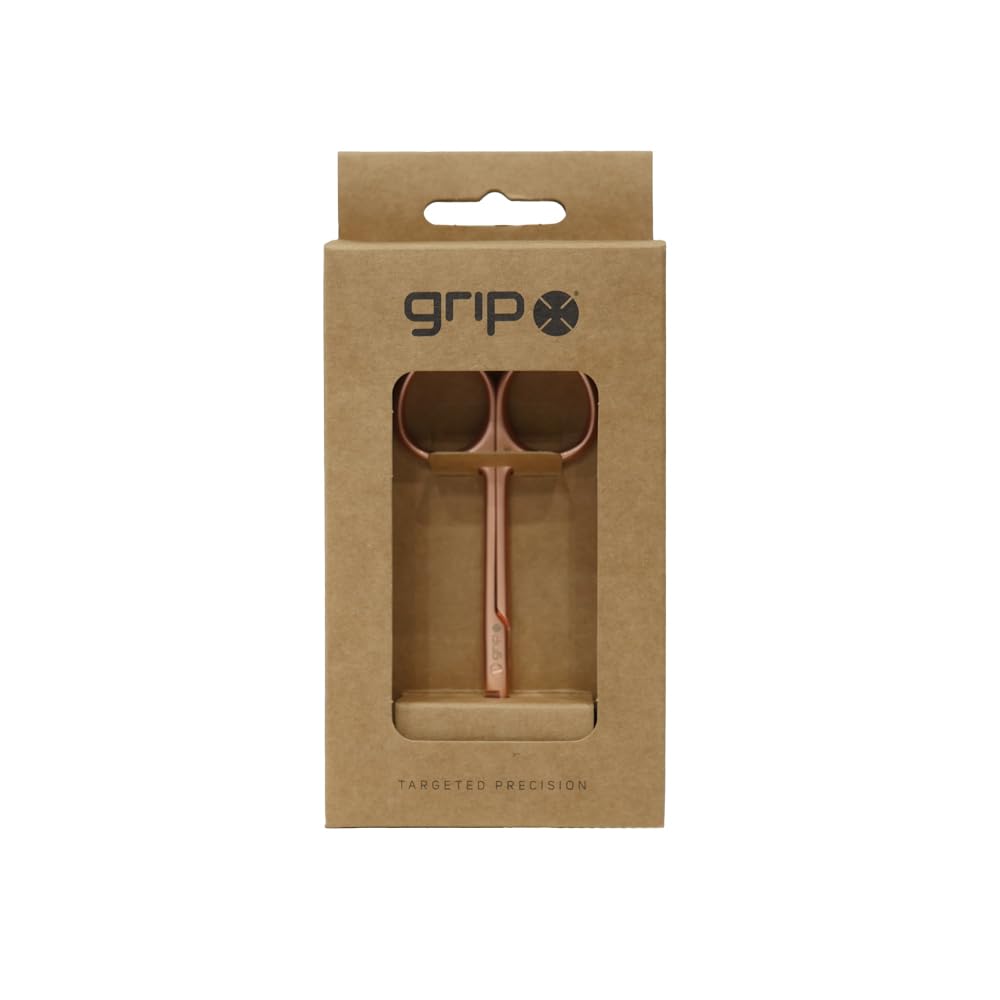 Grip Scissor Precision Rose Gold R5 – Stainless Steel Beauty Scissors for Eyebrows, Facial Hair & Nail Trimming – Fine Tip with Non-Slip Rose Gold Finish for Detail Work