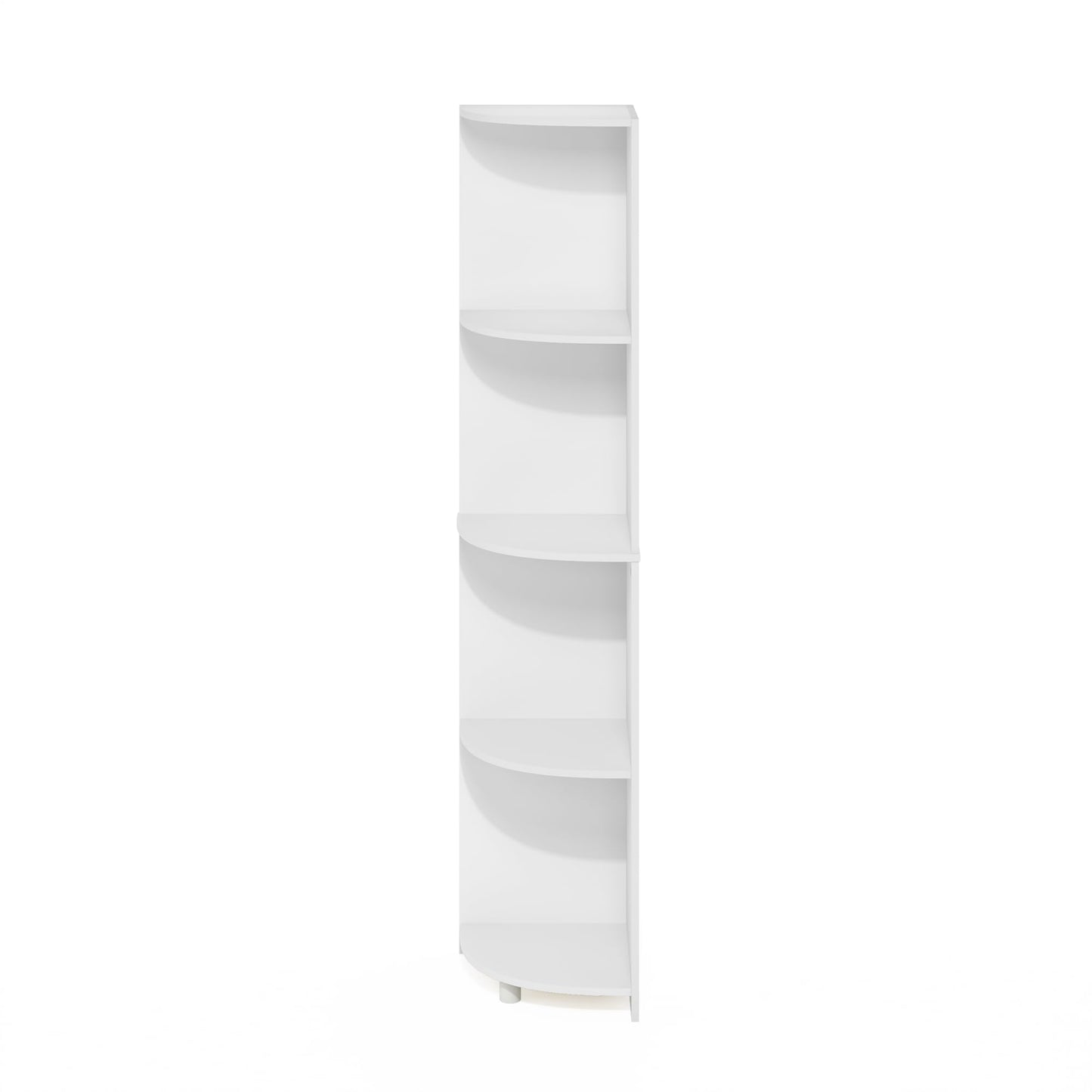 Furinno ECON Corner Shelf, 4-Tier Corner Book Shelf, Storage Shelves, Display Rack, Bookshelf, for Organization and Storage, Living Room, Home Office, White
