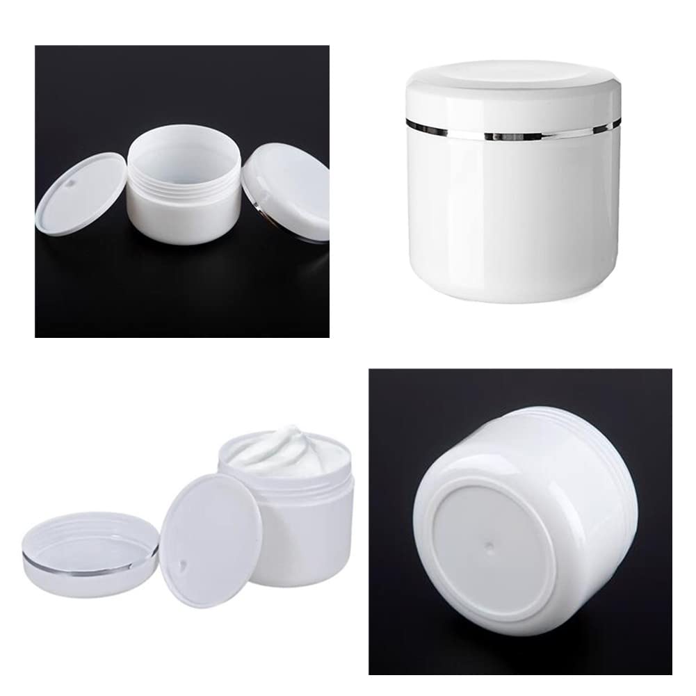 Plastic Empty Cosmetic Containers with Lid, Portable 8 Oz 250ml Refillable Make-up Face Cream Jars Case for Body Scrub Mask Lotion Storage Pot (8 Pack White)