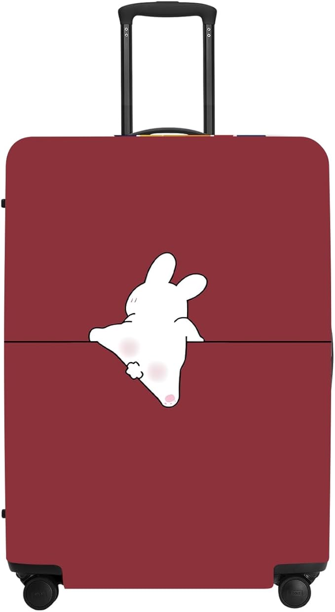 Burgundy Rabbit Luggage Protector, Washable Suitcase Cover Simple Animal Pattern Anti-scratch for 28",30"Bag