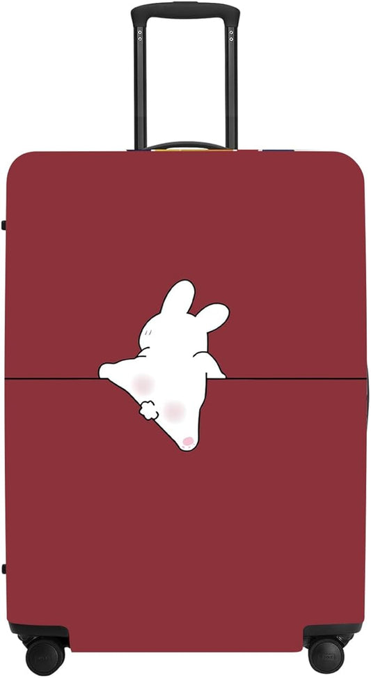 Burgundy Rabbit Luggage Protector, Washable Suitcase Cover Simple Animal Pattern Anti-scratch for 28",30"Bag