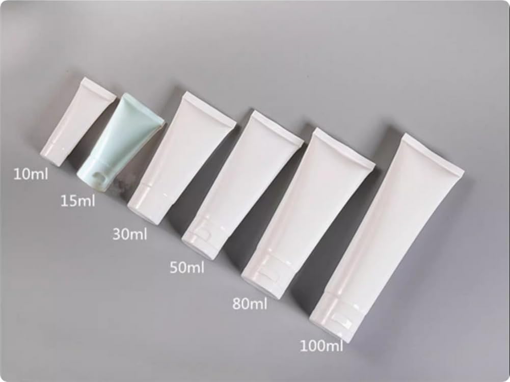 24PCS 30ML/1oz Empty Refillable Cosmetic Squeeze Tube Bottle Containers Jars Pot With Flip Cap For Makeup Shampoo Facial Cleanser Body Cream Shower Gel Liquids Lip Gloss (White)