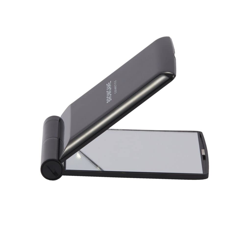 Browgame Signature LED Pocket Mirror - Foldable, Portable LED Light Mirror For On-The-Go Makeup, Skincare And Tweezing - Crystal Clear Magnification - Your New Favorite Travel Size Mirror - 1 Pc