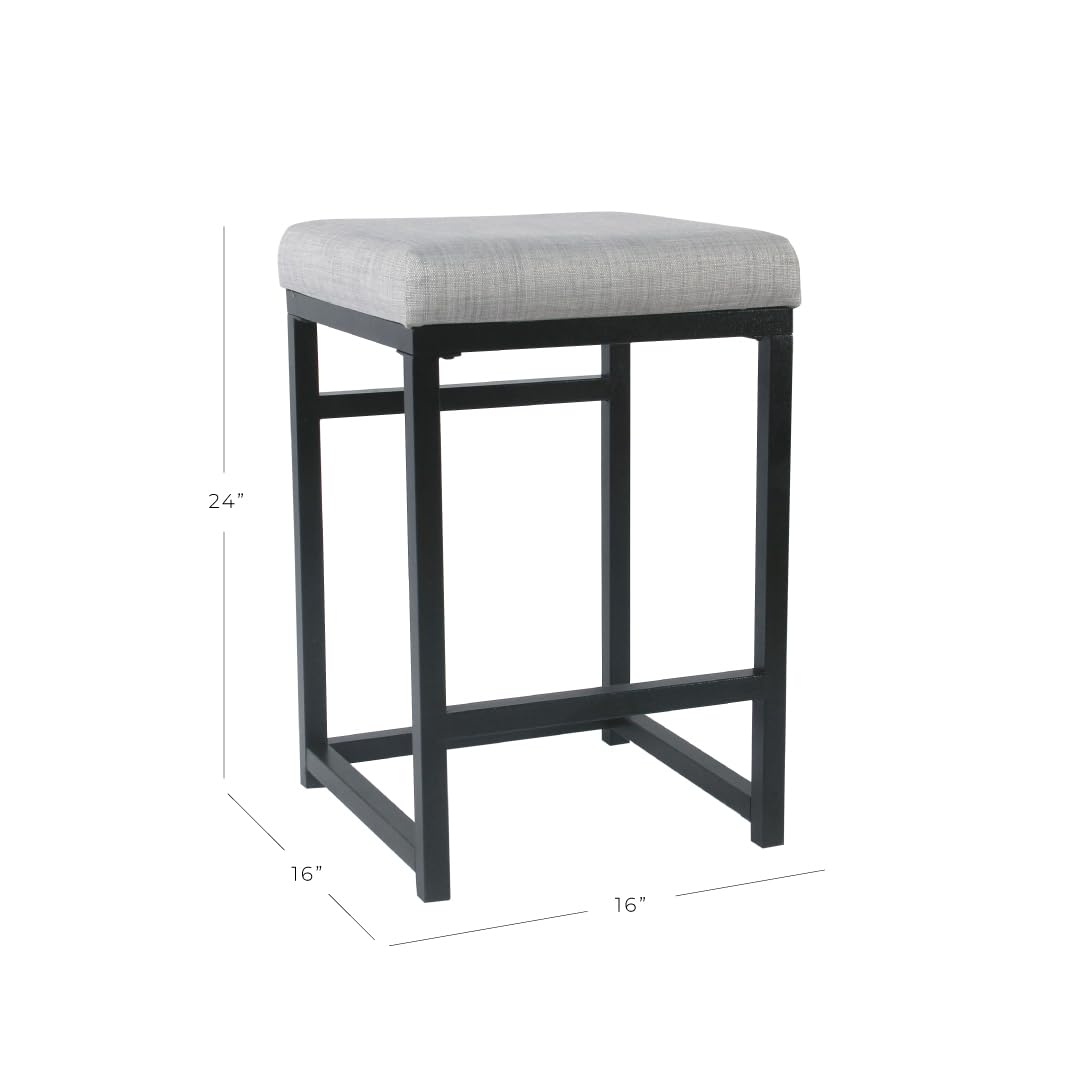 HomePop Metal Frame Counter Stool, 24-Inch, Natural