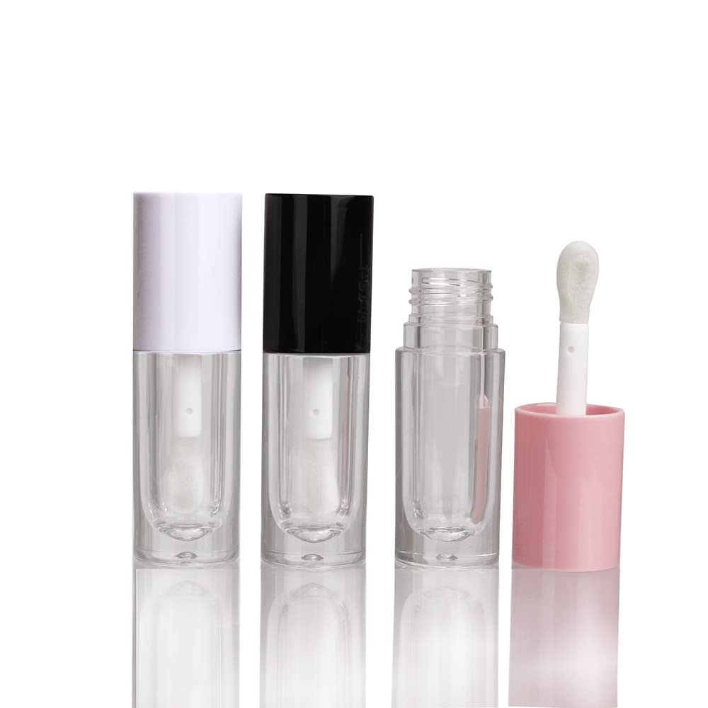 COSIDEA 14pcs Empty 6ml big doe foot wand Chunky lip gloss tubes for DIY lipgloss,Pink round lipgloss containers tubes with thick wand (White)