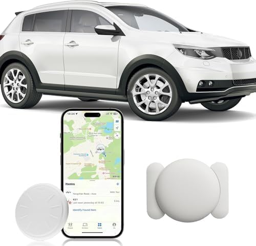GPS Tracker for Vehicles,Car Tracker Works with Apple Find My App(iOS Only),Strong Magnetic Case Adsorption,GPS Tracker for Cars- (1PCS White Tracker, White Magnetic Case)