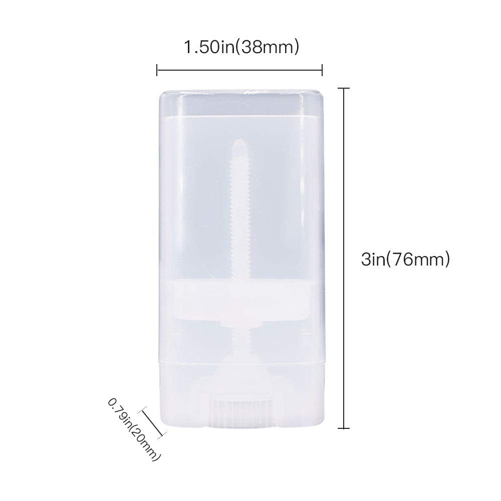 Healthcom 30pcs 0.5 Oz Clear Empty Plastic Deodorant Containers New Empty Oval Lip Balm Tubes 15ml Oval Deodorant Containers for Lipstick Crayon Chapstick DIY Make Your Own Deodorant Lotion Bar