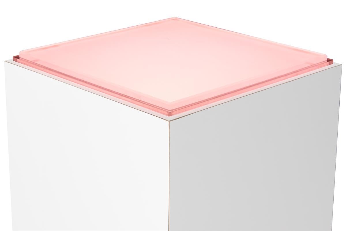 Displays2go Pedestal Display Case with Ambient LED Lighting and Clear Acrylic Top (PEDLEDWH2)