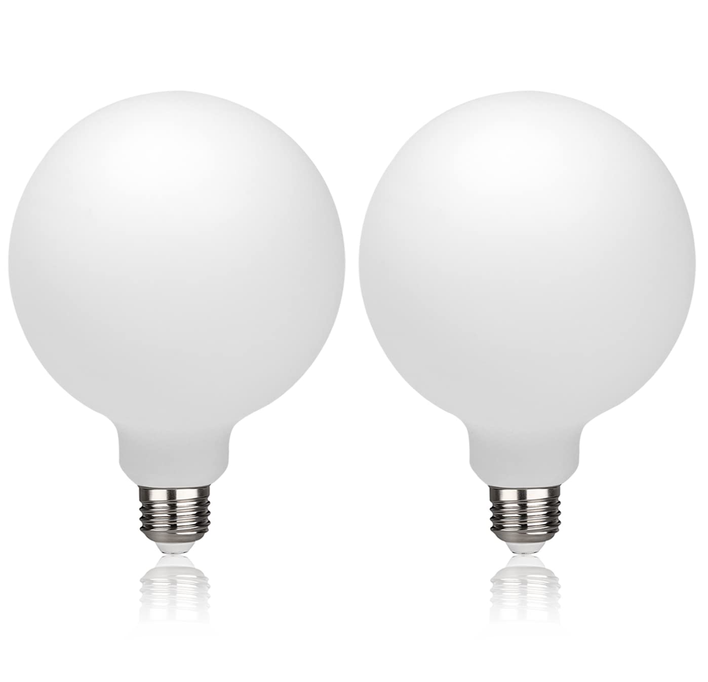 MEILUX 2 Pack G40 Globe LED Light Bulbs, 5.5W Dimmable 50 Watt Equivalent LED Edison Bulbs, Warm White 2700K, 600LM, E26 Base, Milky LED Filament Bulbs for Bathroom Bedroom Living Room