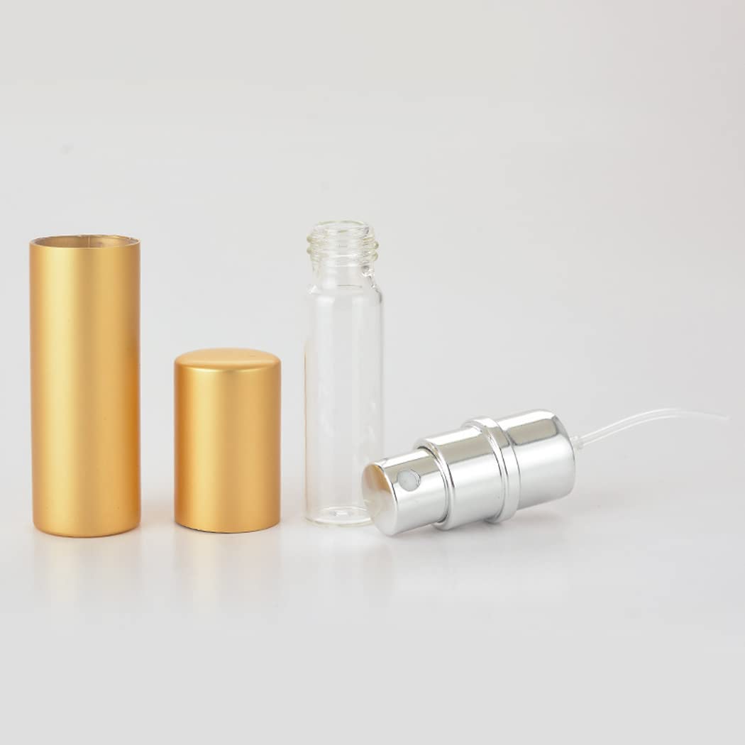 ZbFwmx 20 Pack Set 10ML Protable Refill Bulk Atomizer Spray Travel Perfume Bottle Hydrating Empty Bottle (20Pack Metal Gold)