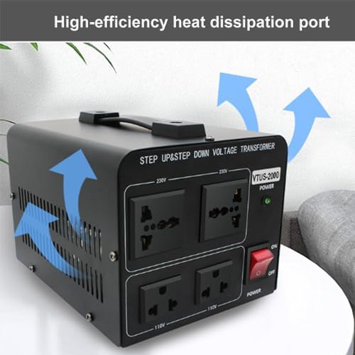 1800W Voltage Converter Transformer - Step-Up/Step-Down 110V/220V Power Adapter for Travel, Home & Appliances - Universal Power Converter for Electronics, Lightweight & Compact Design