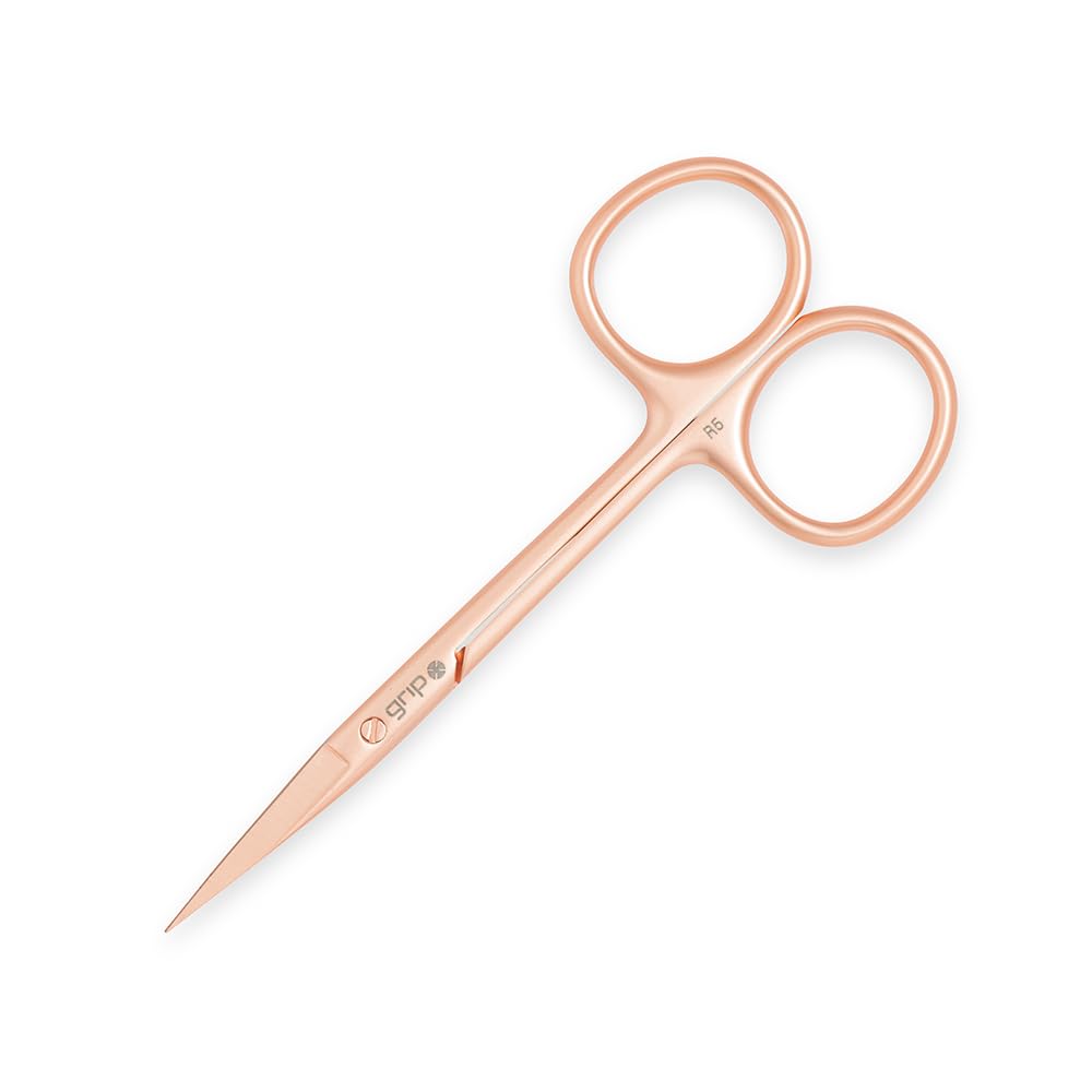 Grip Scissor Precision Rose Gold R5 – Stainless Steel Beauty Scissors for Eyebrows, Facial Hair & Nail Trimming – Fine Tip with Non-Slip Rose Gold Finish for Detail Work