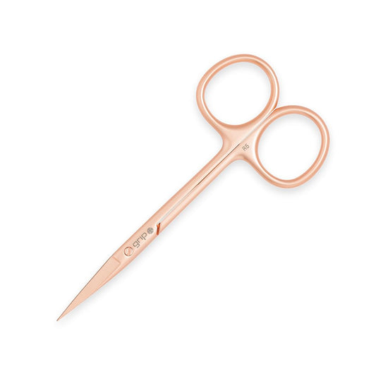 Grip Scissor Precision Rose Gold R5 – Stainless Steel Beauty Scissors for Eyebrows, Facial Hair & Nail Trimming – Fine Tip with Non-Slip Rose Gold Finish for Detail Work