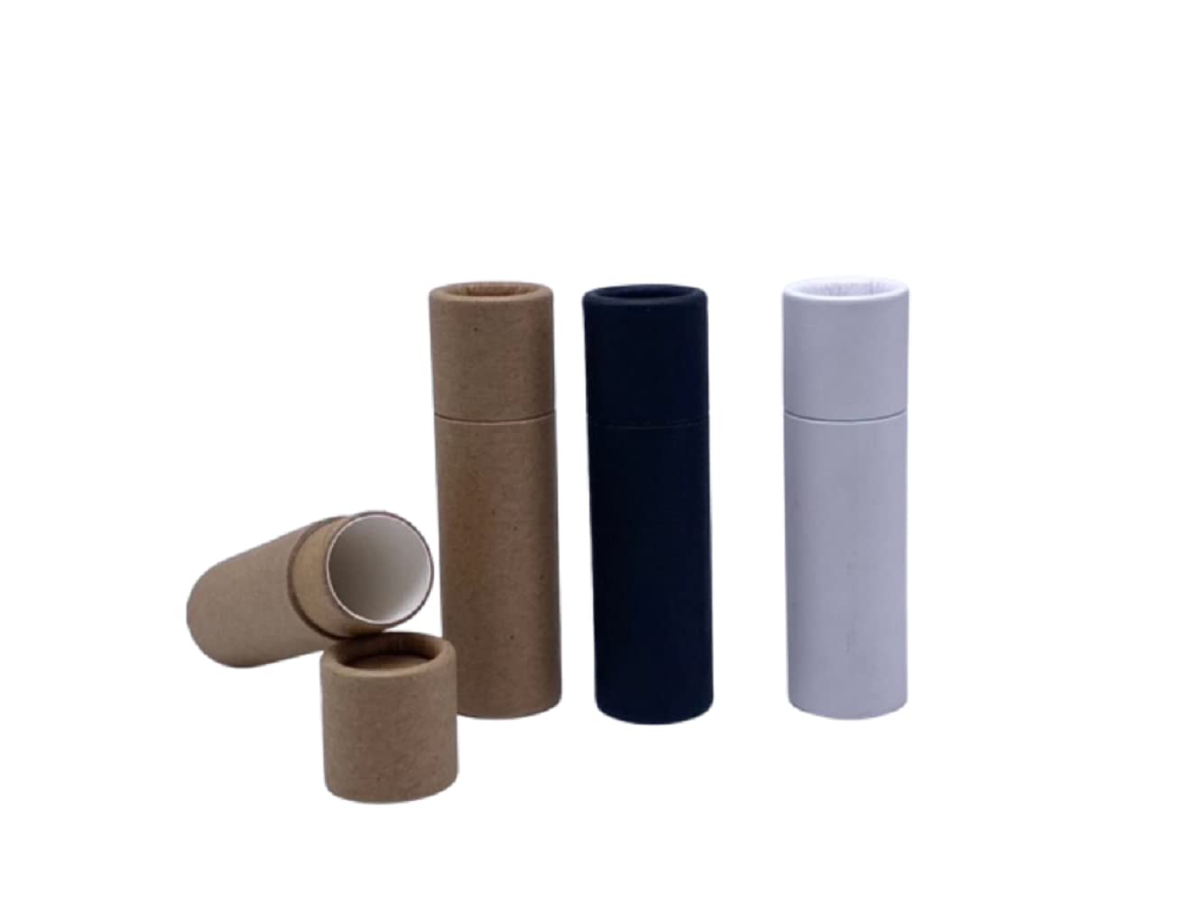 GreenWay 0.3oz / 8.5g Kraft Paperboard Lip Balm Tubes with Lids - 25 Pack Lip Gloss Tubes Refillable DIY Cosmetic Containers - Lip Balm Containers Chapstick Empty Holder - White