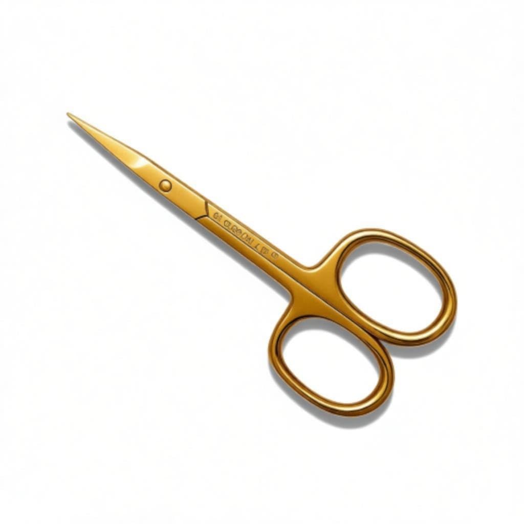 Scissors, Professional Stainless Steel Curved Cuticle Sharp Dead Skin Scissors Pointed for Trimming Eyebrows, Nose Hair, Manicure, Finger & Toe Care, Titanium Gold