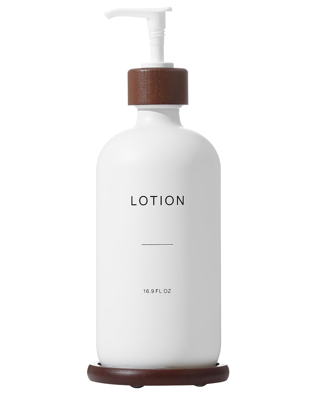 BONLONG Soap Dispenser Bathroom, Refillable Lotion Dispenser with Tray, Glass Lotion Bottle with Pump, Suitable for Bathroom Countertop Soap Dispensers, Modern Home Decor. (White)
