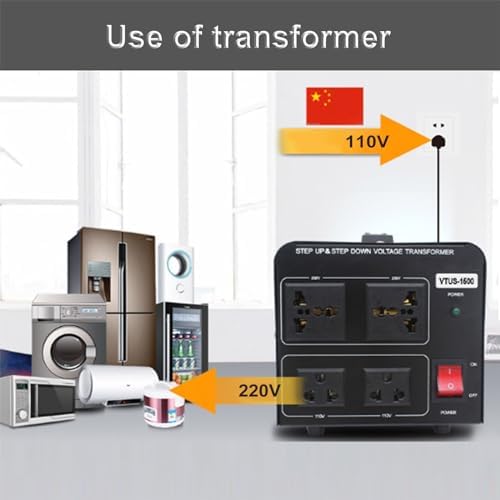 1800W Voltage Converter - Step Up/Down 110V to 220V Power Adapter for Travel & Home Use - Universal Voltage Transformer for Electronics, Appliances & Travel Essentials