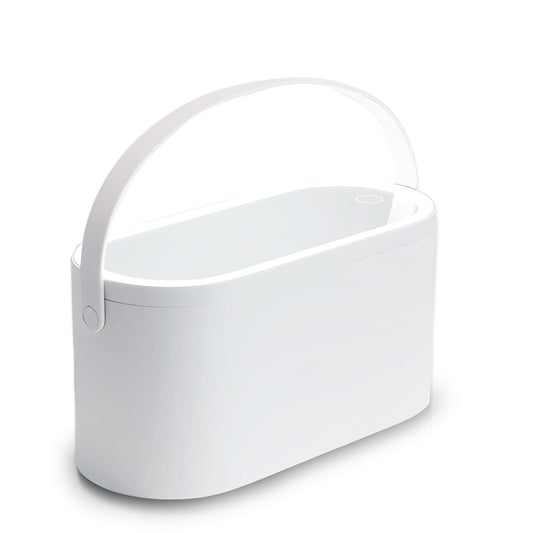 Yesinaly Travel Makeup Organizer Box with LED Mirror, White Portable Makeup Case Touch Switch Home Cosmetic Box