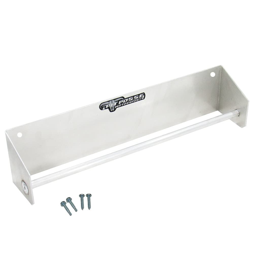 Pit Posse 464 Tie Down Hanger Holder Aluminum Rack - Made in USA - Wall Mounted for Enclosed Race Trailer Garage Shop Storage Organizer- Holds Tie Downs, Ratchet Straps, Bungee Cords (Silver)