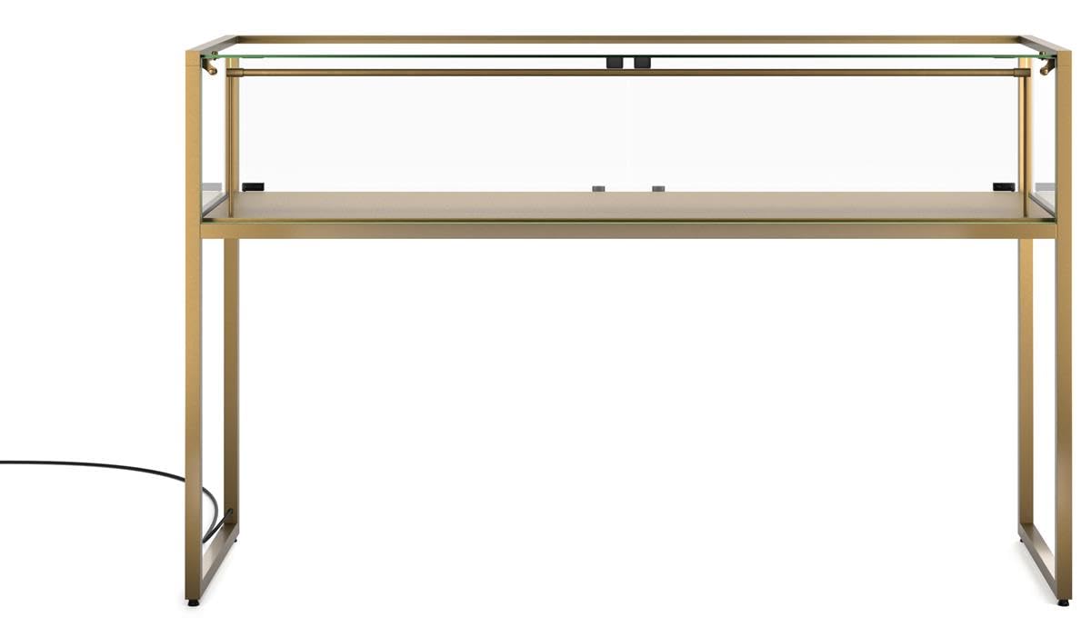 59" w Tempered Glass Display Case, LED Light Strip, Locking Door - Bronze