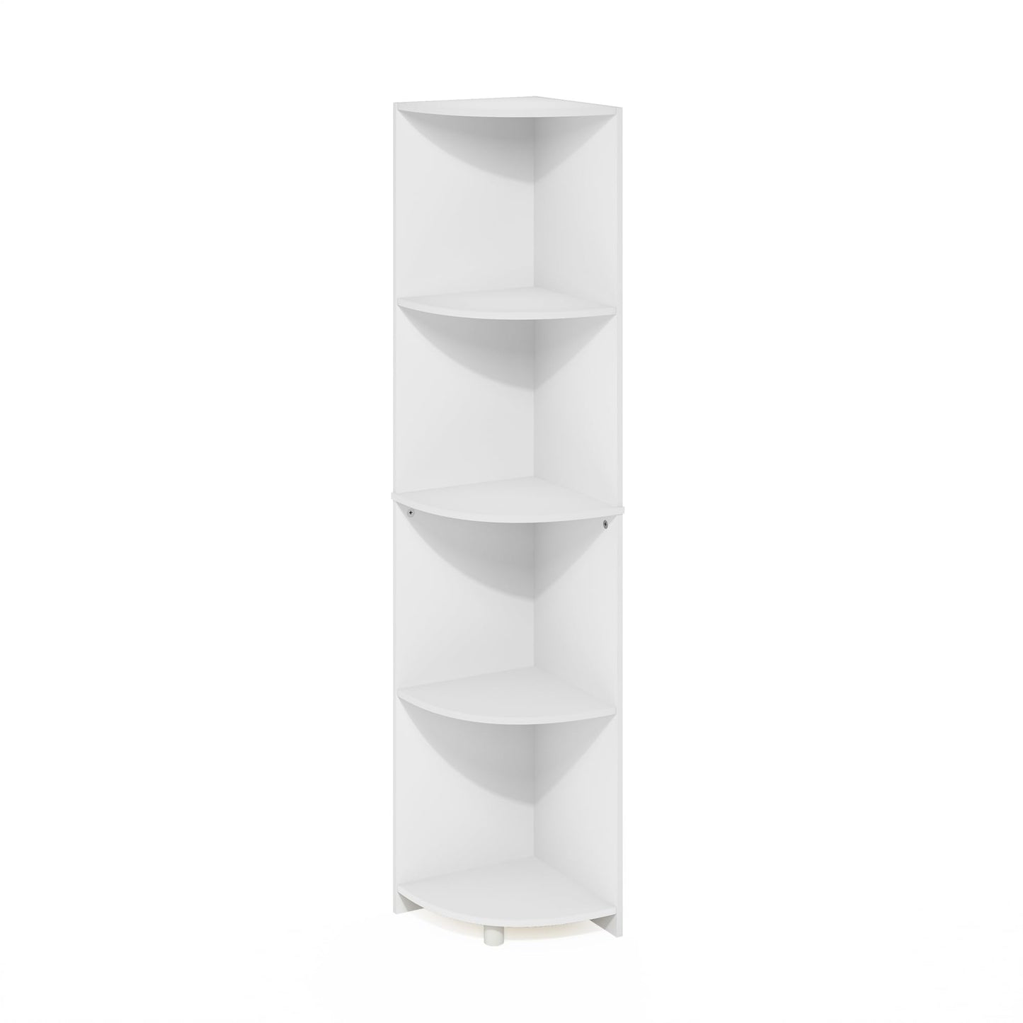 Furinno ECON Corner Shelf, 4-Tier Corner Book Shelf, Storage Shelves, Display Rack, Bookshelf, for Organization and Storage, Living Room, Home Office, White