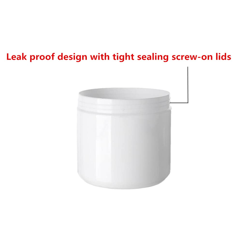Plastic Empty Cosmetic Containers with Lid, Portable 8 Oz 250ml Refillable Make-up Face Cream Jars Case for Body Scrub Mask Lotion Storage Pot (8 Pack White)