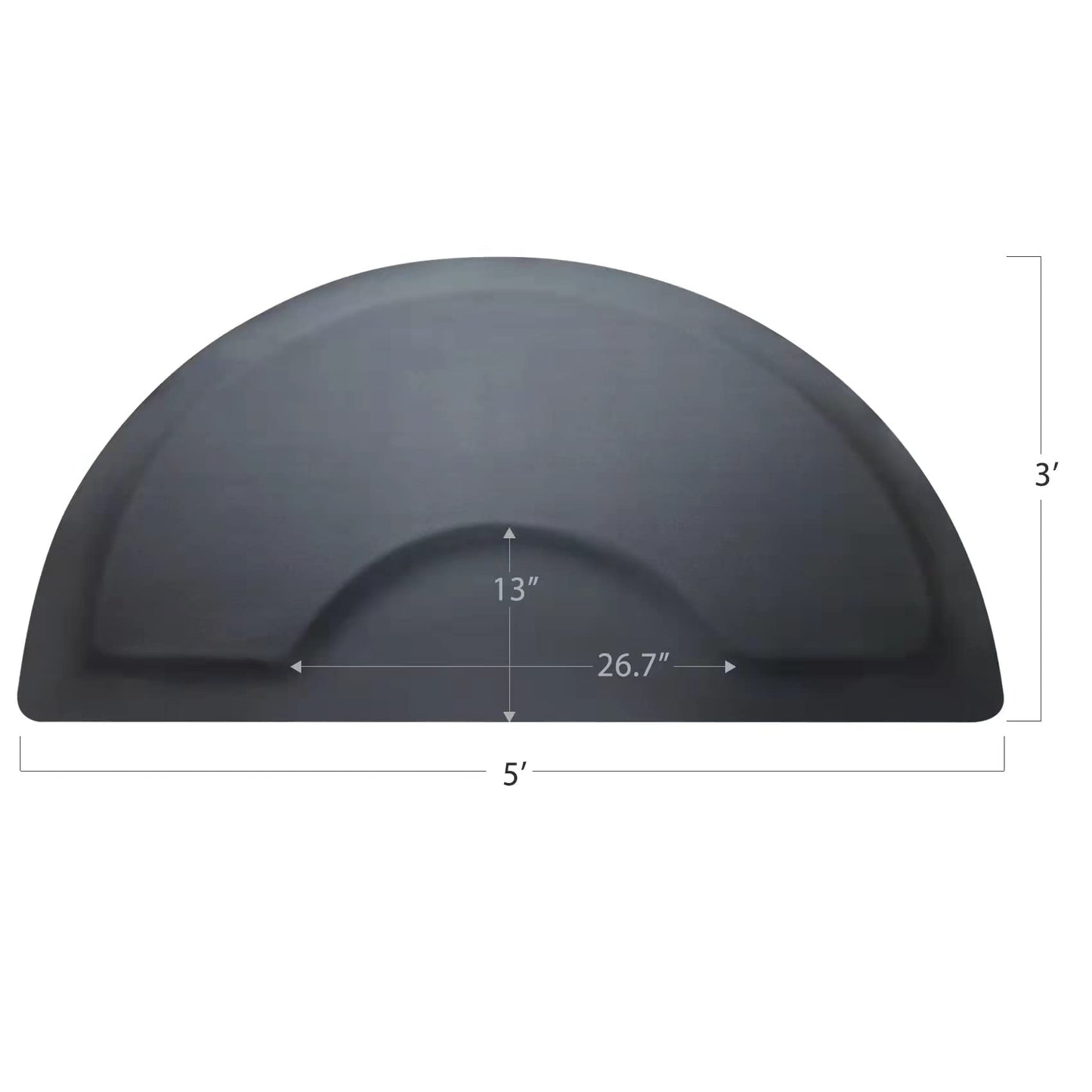 Barber Salon Chair Mat - 3x5 Anti-Fatigue Salon Floor Mat - Black Semi-Circle - 5/8" Thick