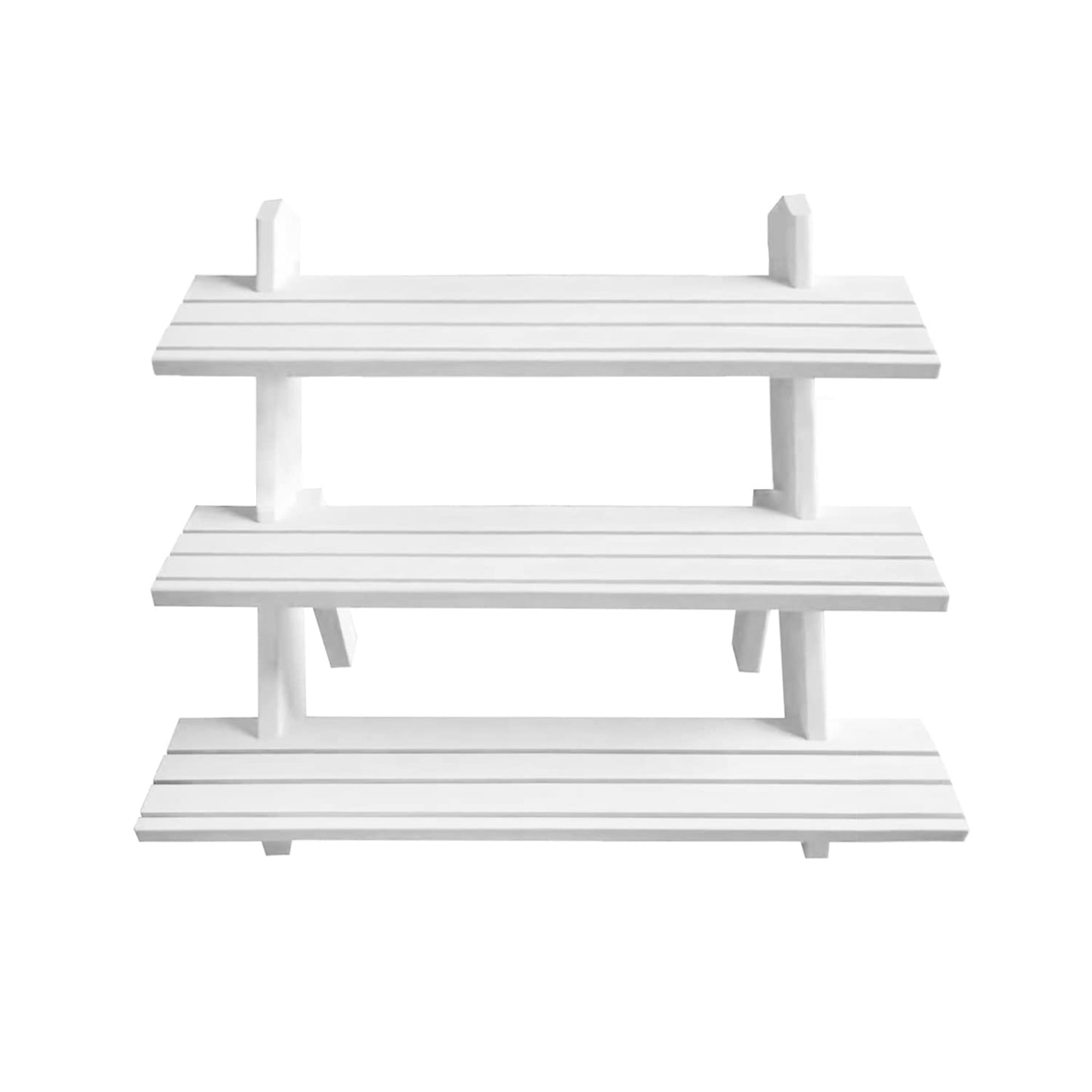 NAJMECHOY Retail Display Riser Earring & Ring Holder Brown Wood Stand Storage Shelf Rack Jewelry Rack Desktop Display Cup Rack Simple Frame (3-Tier-White)