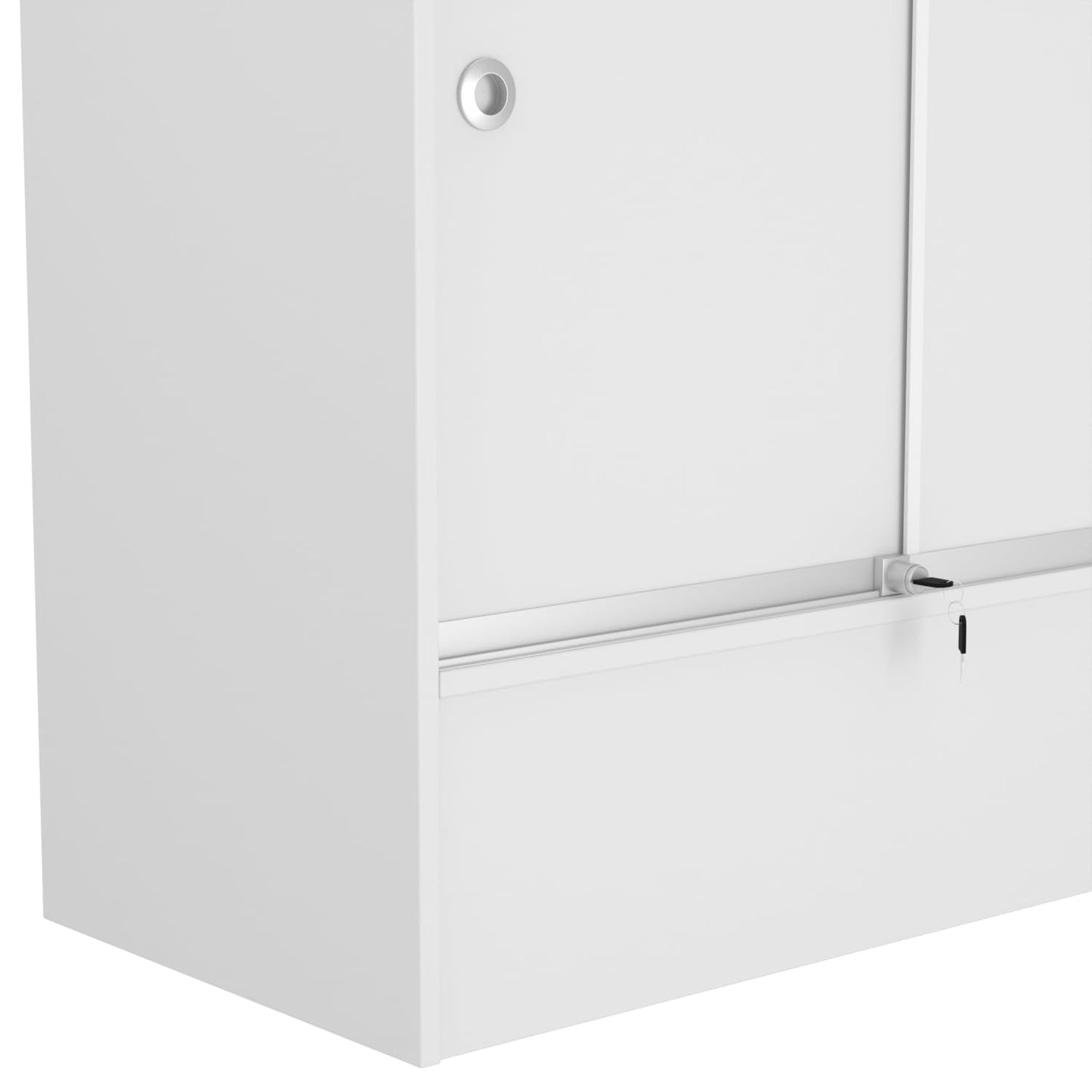 WISDOMFUR 6ft White Display Showcase Cabinet with LED Lighting – Half Vision Glass Display Case with Sliding Locking Doors & Storage Shelves for Retail Stores, Boutiques & Exhibits