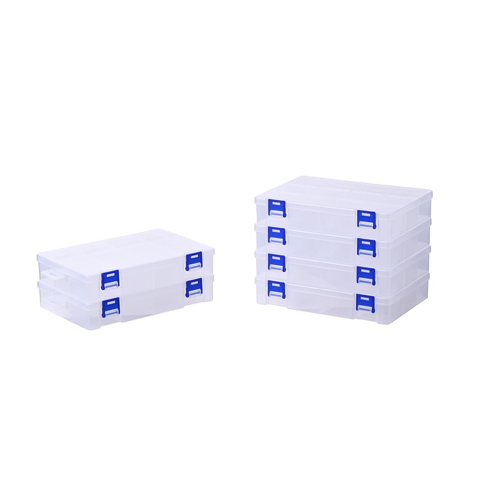 BangQiao 6 Pack Fixed 12 Grids Clear Plastic Storage Divider Box with Lid, Stackable Transparent Compartment Container Organizer Case for Seed Bead, Tiny Button, Small Parts, Art&Craft Supplies