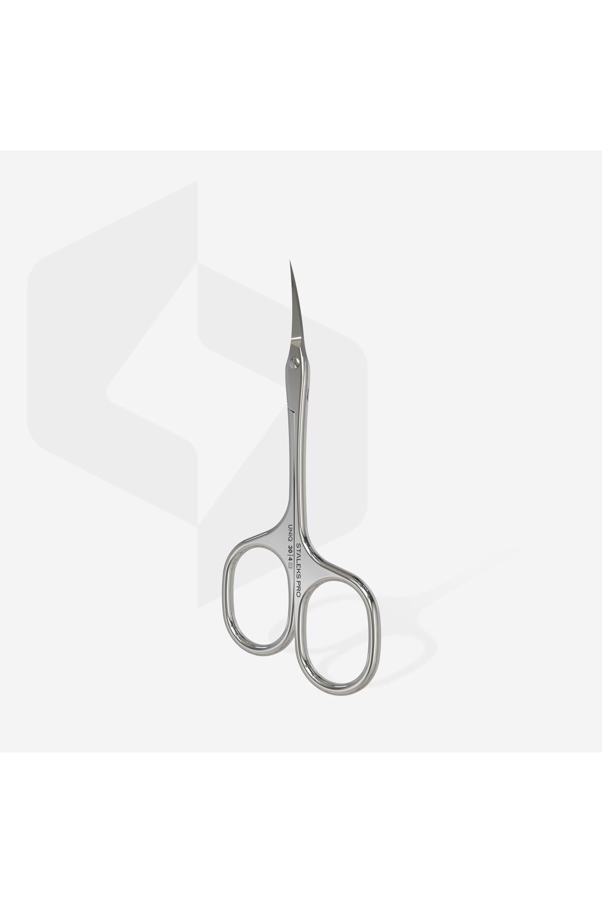 Staleks Asymmetric UNIQ 30 Type 4 Cuticle Scissors – Asymmetric Rings with Right-Lowered Handle