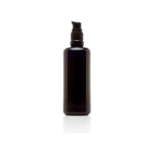 Infinity Jars Ultraviolet Glass Push Pump Bottle 100 Ml (3.4 fl oz) Refillable Containers for Lotion Homemade Cosmetics Make-up Skin Care Cream, Lotion, Shampoo, Conditioner Dispenser Bottles