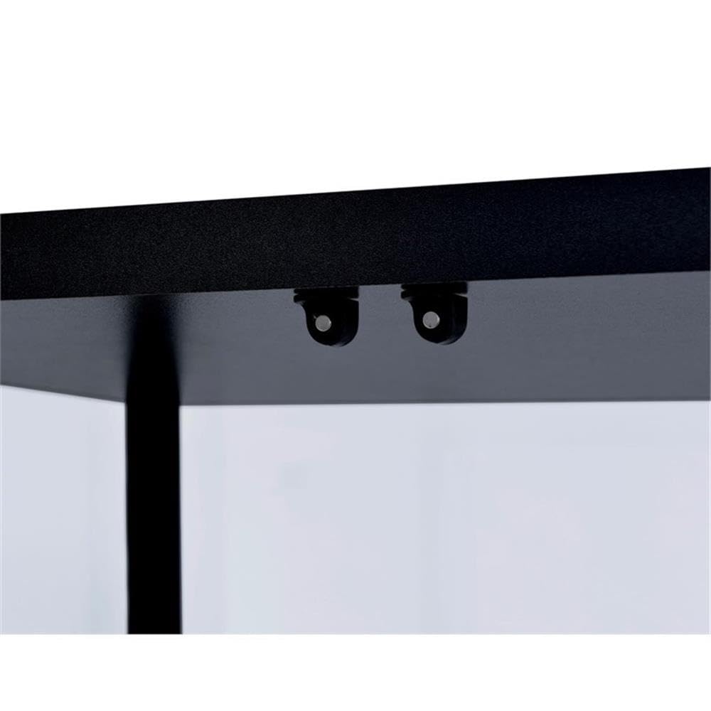 BOWERY HILL Contemporary Glass Wood Curio Cabinet, Black Finish, 5 Shelves, 64.25" H x 23.75" W x 14.5" D, Mirrored Back with Hinged Glass Door for Living Room or Dining Room Display