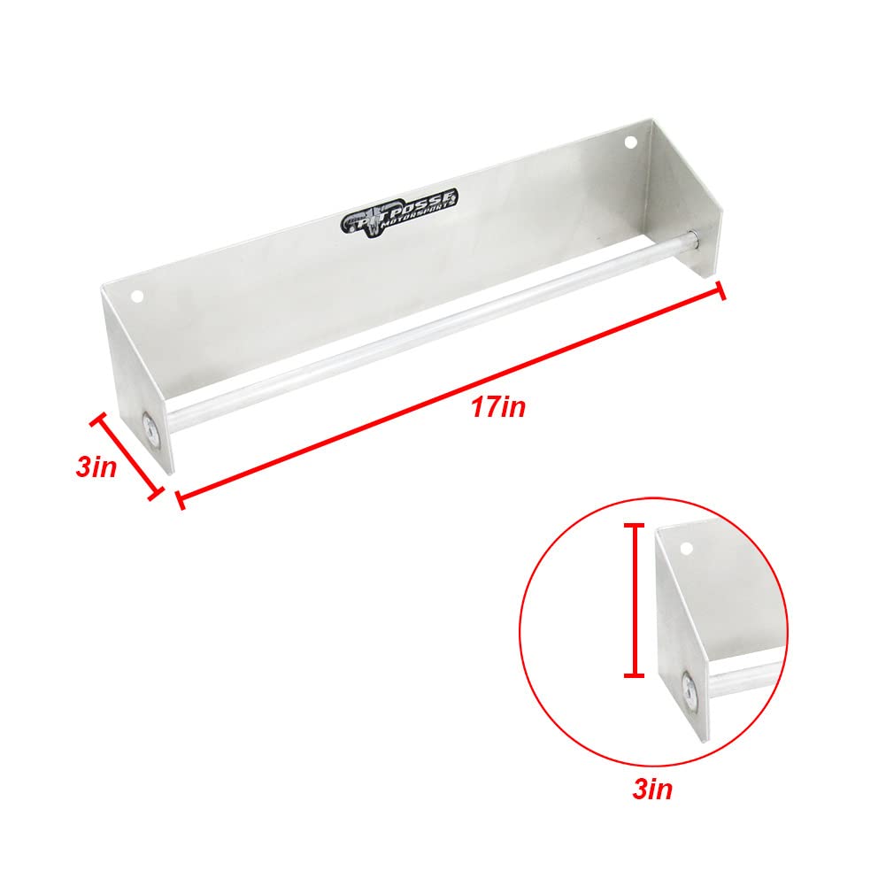 Pit Posse 464 Tie Down Hanger Holder Aluminum Rack - Made in USA - Wall Mounted for Enclosed Race Trailer Garage Shop Storage Organizer- Holds Tie Downs, Ratchet Straps, Bungee Cords (Silver)