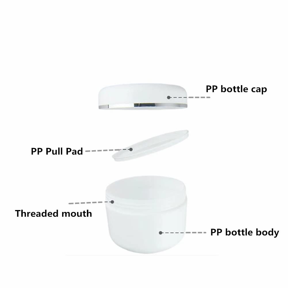 Plastic Empty Cosmetic Containers with Lid, Portable 8 Oz 250ml Refillable Make-up Face Cream Jars Case for Body Scrub Mask Lotion Storage Pot (8 Pack White)