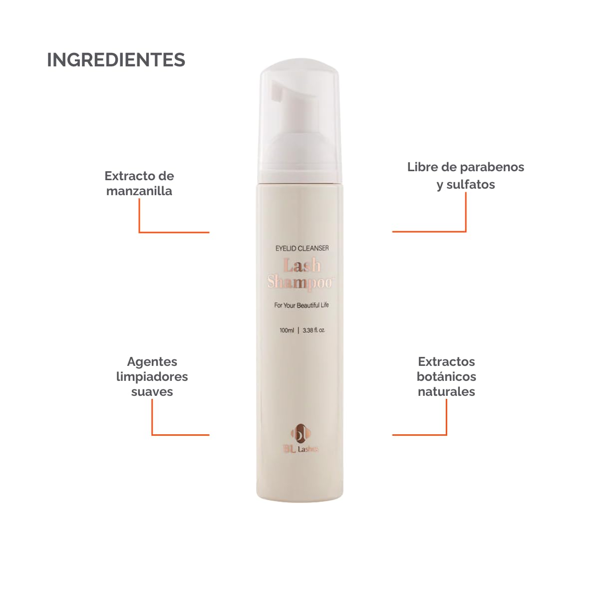 BL Lashes Eyelash Shampoo+ Brush, Eyelid Foaming Cleanser for Natural and Extension Lashes, Gentle Lash Bath and Makeup Remover for Salon and Home (50ml)