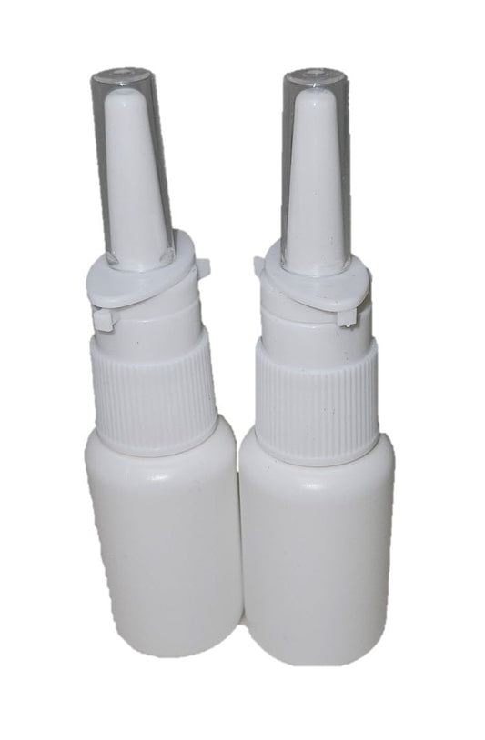 Snoot! 2-Pack 30ml (1 oz) Nasal Spray Bottle Mist Sprayer - Empty Refillable White Plastic Spray Bottles - Reusable Sprayer Nasal Cleanser & other Medications