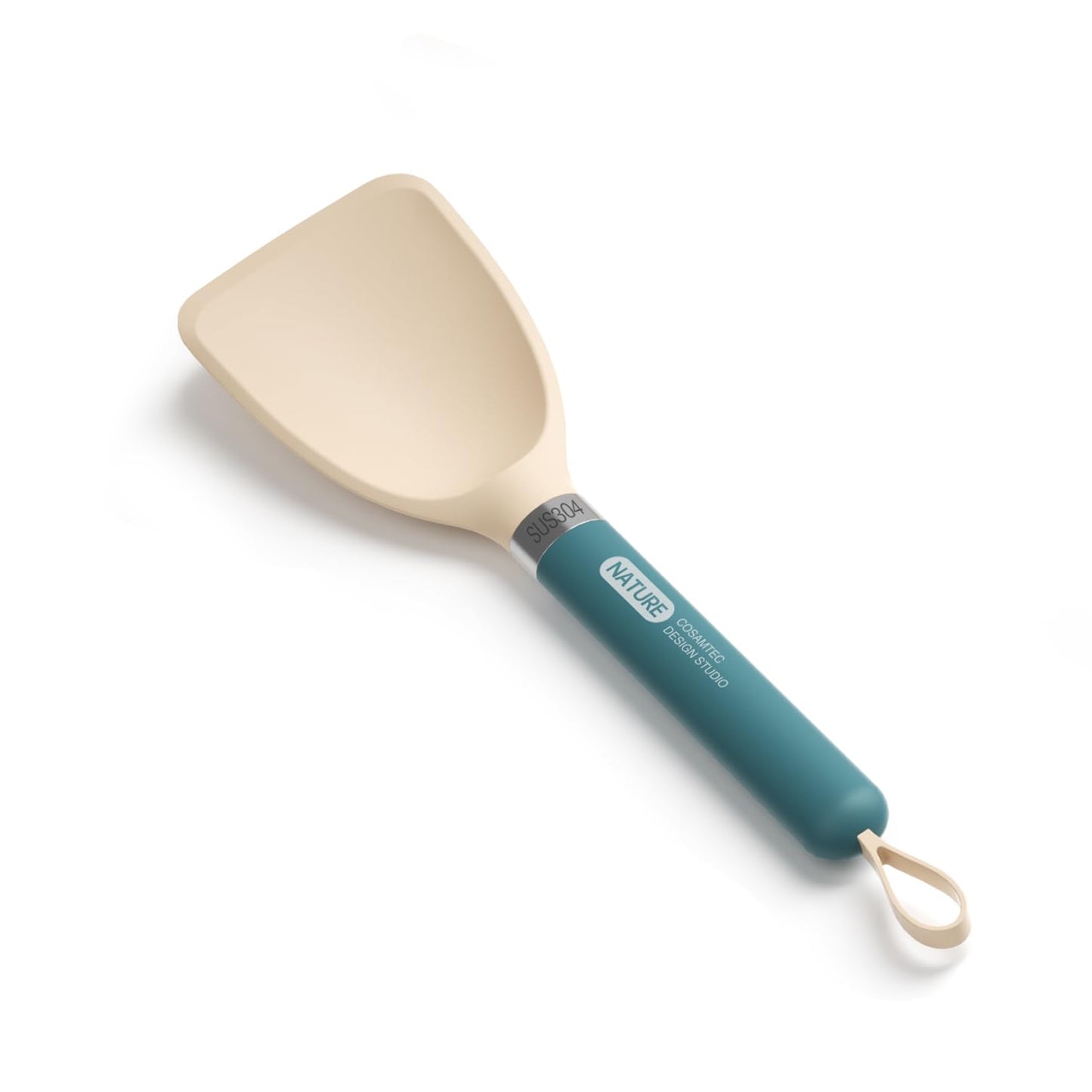 Cosamtec Silicone Small Spatula for Cooking Flexible Turner with Solid Inner Core and Heat Resistant Nylon Handle Ideal Spatula for Non-Stick Cookware