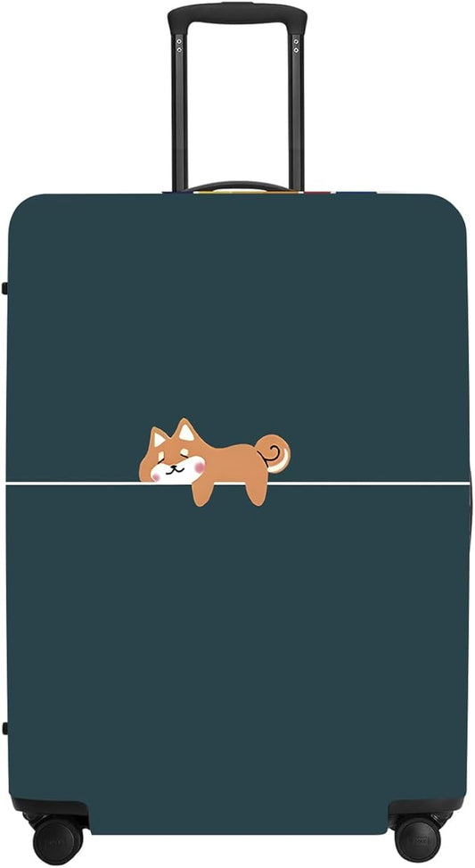 Hunter Green Luggage Cover, Washable Suitcase Protector Simple Cartoon Fox Design Anti-scratch for 32",34"Bag