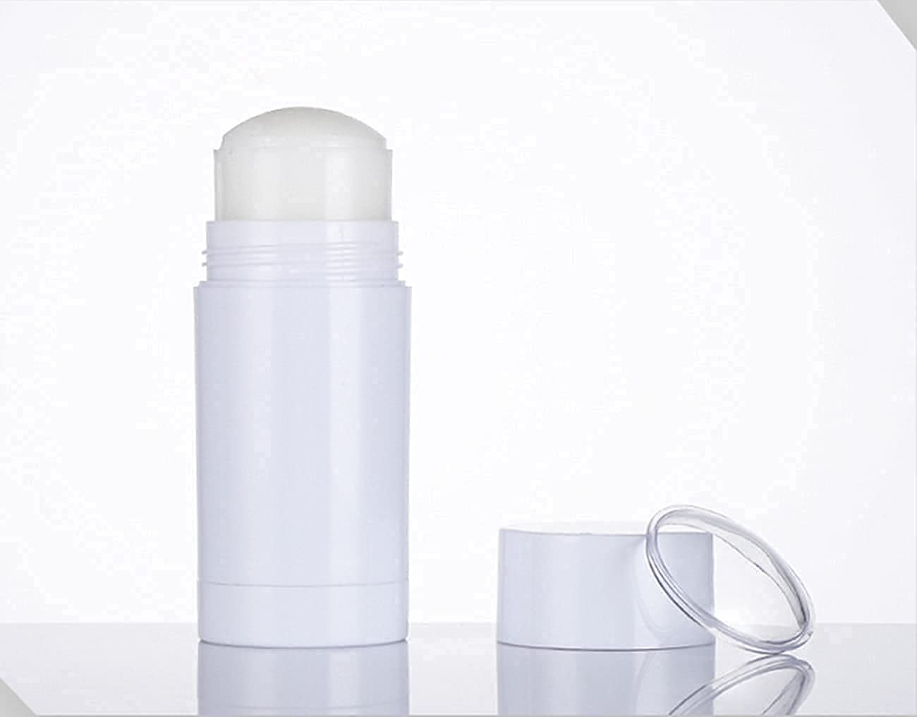 Healthcom 10 Pcs 30ml Plastic Deodorant Containers Round Lip Balm Tubes Twist-up Filling Stick 1 Oz Refillable Plastic Deodorant Bottles Cosmetic for DIY Deodorant Lipstick Crayon Chapstick(White)