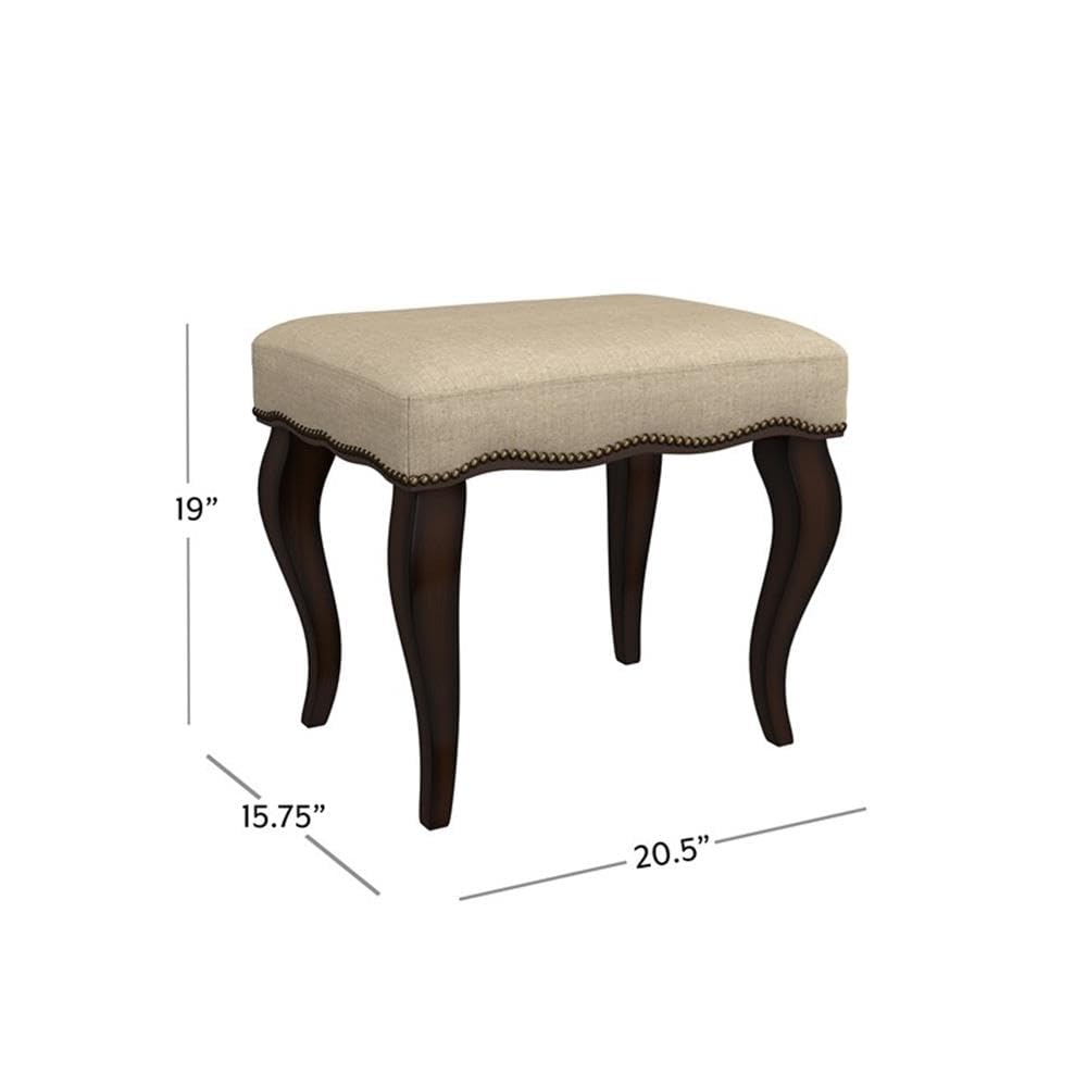 Hillsdale Hamilton Wood and Upholstered Backless Vanity Stool for Makeup Room and Bathroom, Burnished Oak