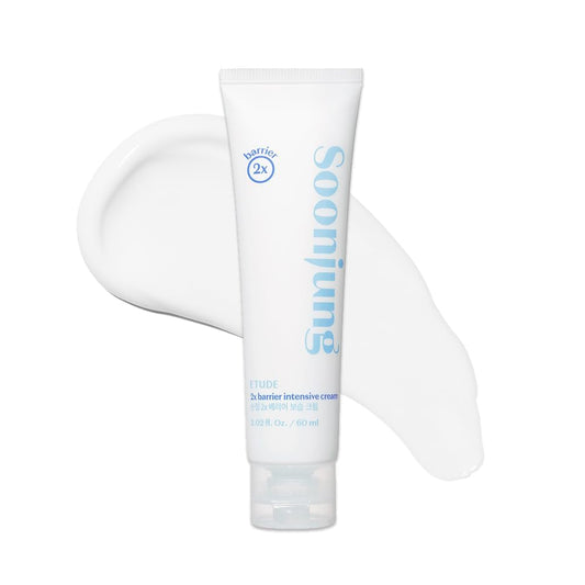 ETUDE SoonJung 2x Barrier Intensive Cream Light Texture | Vegan Korean Face Moisturizer for Sensitive Skin, Day & Night Cream, Barrier Cream with Panthenol (2.02 fl oz)