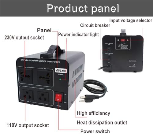 1800W Voltage Converter Transformer - Step-Up/Step-Down 110V/220V Power Adapter for Travel & Home Use - Universal Voltage Converter for Electronics, Appliances & Devices
